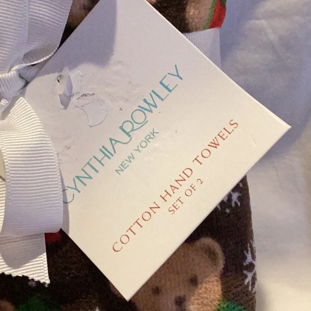 Cynthia Rowley Christmas Teddy Bear Hand Towels - set of 2